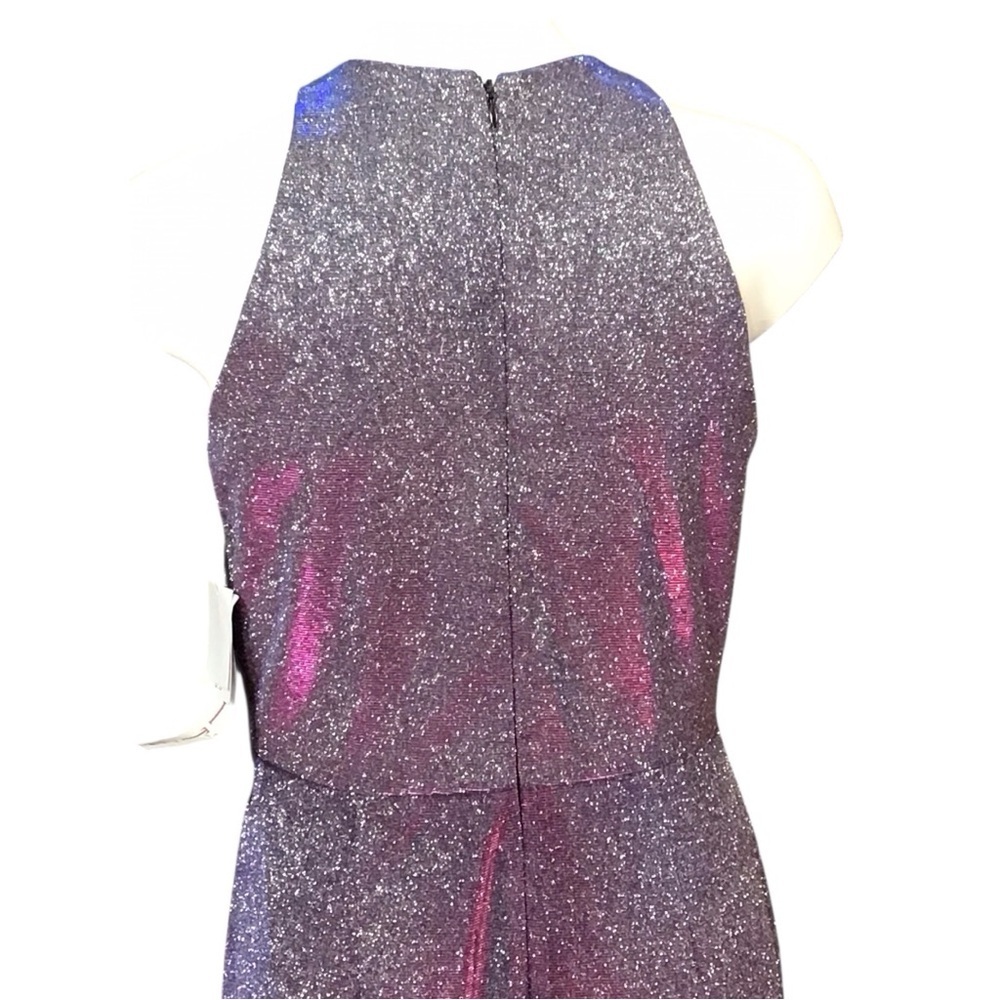 Betsy & Adam Pink and Silver Asymmetrical Sheath Dress NWT size 12P - Picture 6 of 10